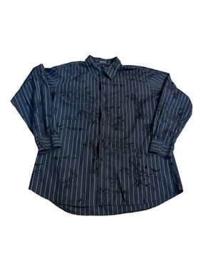 Beverly Hills Polo Club Black  Striped Floral Button-Down Shirt